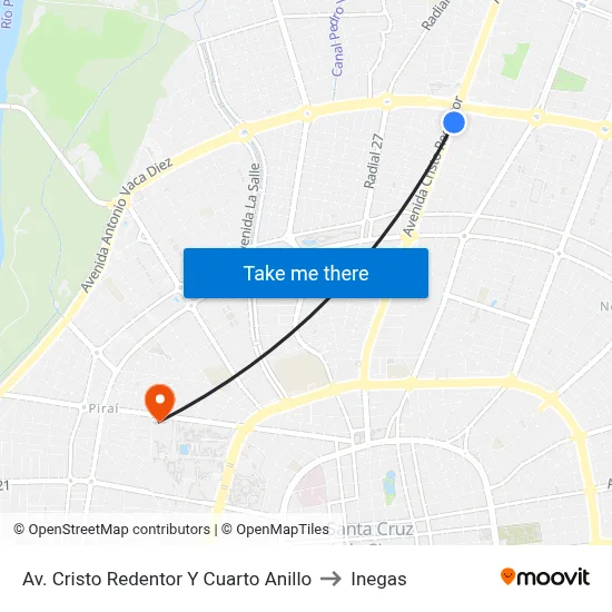 Av. Cristo Redentor Y Cuarto Anillo to Inegas map