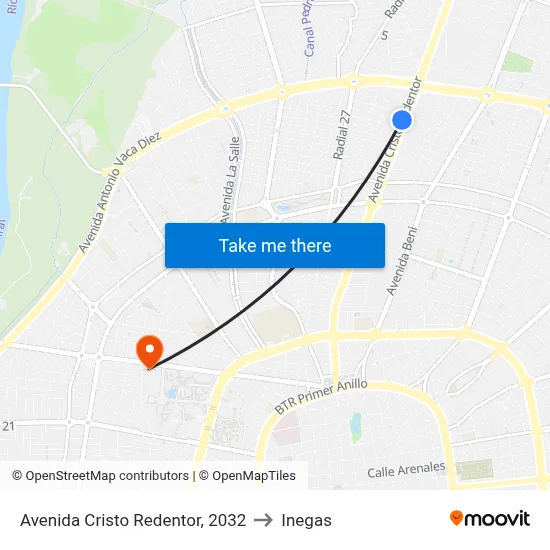 Avenida Cristo Redentor, 2032 to Inegas map