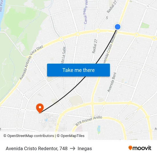 Avenida Cristo Redentor, 748 to Inegas map
