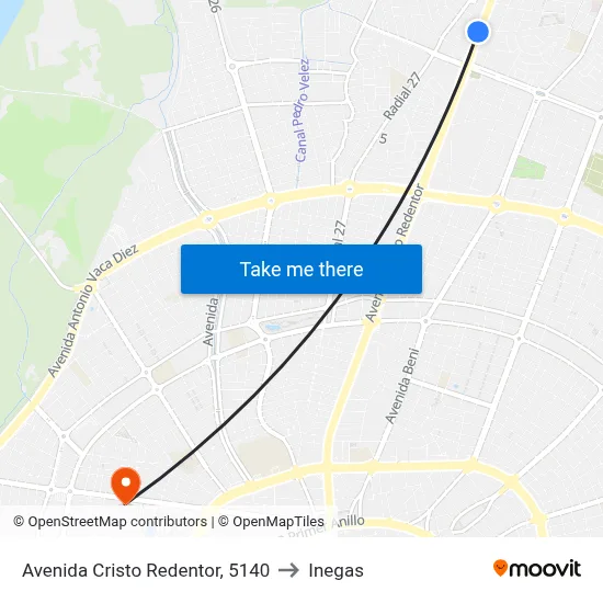 Avenida Cristo Redentor, 5140 to Inegas map