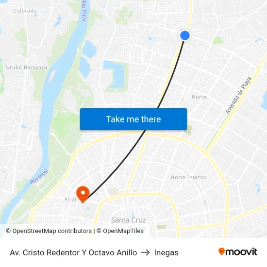 Av. Cristo Redentor Y Octavo Anillo to Inegas map