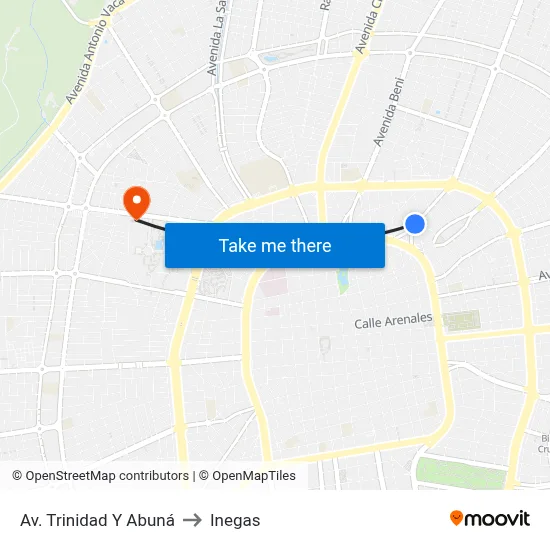 Av. Trinidad Y Abuná to Inegas map