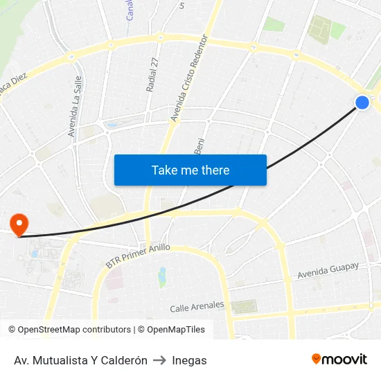 Av. Mutualista Y Calderón to Inegas map