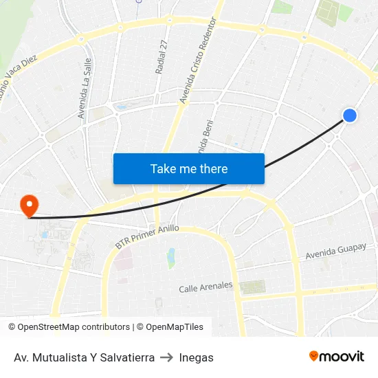 Av. Mutualista Y Salvatierra to Inegas map