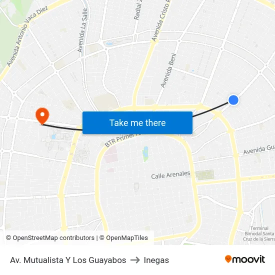 Av. Mutualista Y Los Guayabos to Inegas map