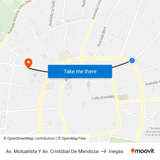Av. Mutualista Y Av. Cristóbal De Mendoza to Inegas map