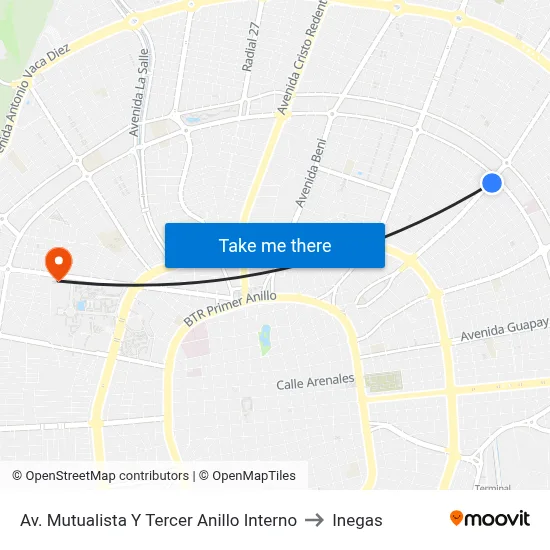 Av. Mutualista Y Tercer Anillo Interno to Inegas map