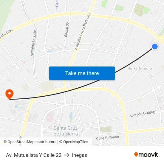Av. Mutualista Y Calle 22 to Inegas map