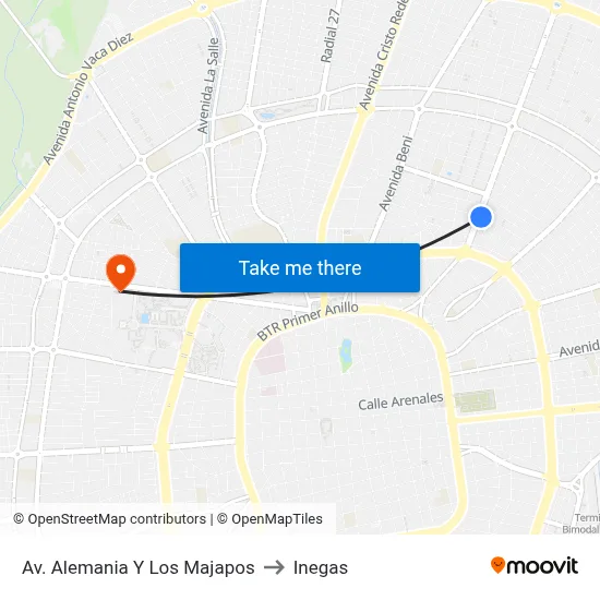 Av. Alemania Y Los Majapos to Inegas map