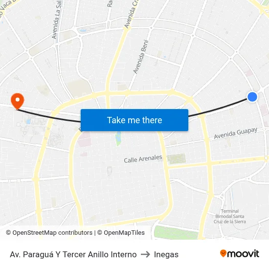 Av. Paraguá Y Tercer Anillo Interno to Inegas map