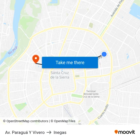 Av. Paraguá Y Vivero to Inegas map