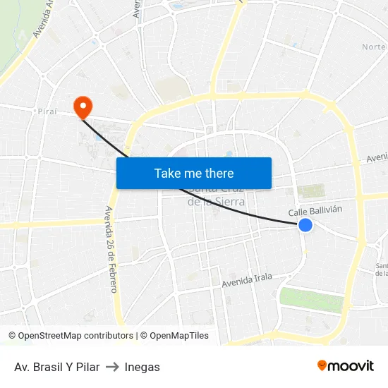 Av. Brasil Y Pilar to Inegas map
