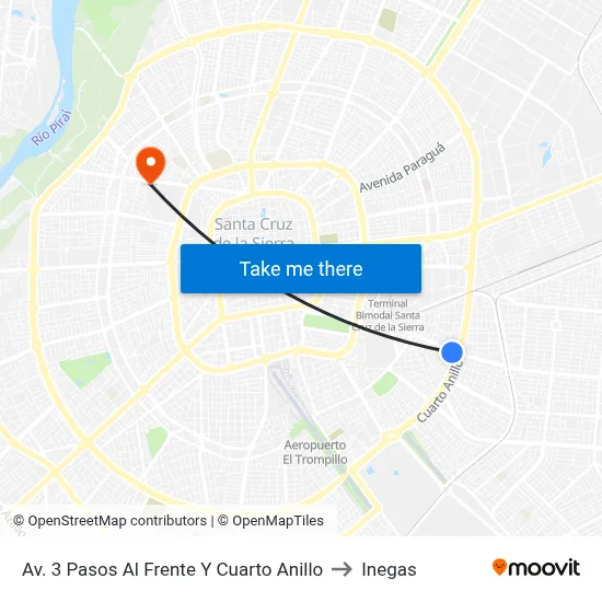 Av. 3 Pasos Al Frente Y Cuarto Anillo to Inegas map