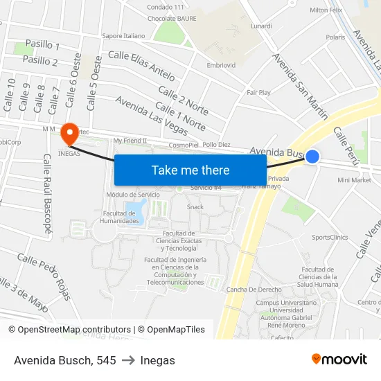Avenida Busch, 545 to Inegas map
