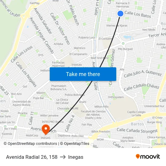 Avenida Radial 26, 158 to Inegas map
