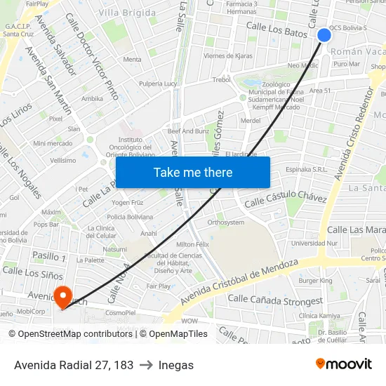 Avenida Radial 27, 183 to Inegas map