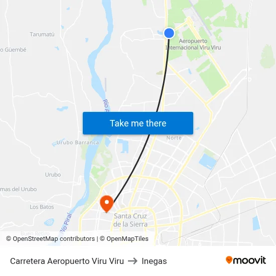 Carretera Aeropuerto Viru Viru to Inegas map