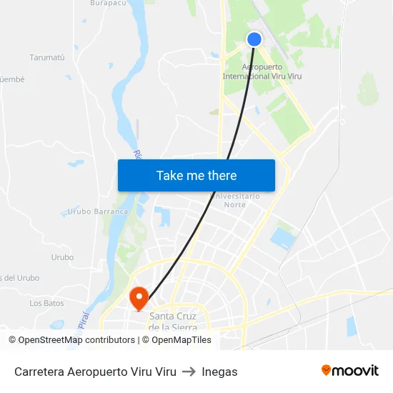 Carretera Aeropuerto Viru Viru to Inegas map