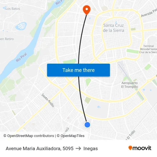 Avenue Maria Auxiliadora, 5095 to Inegas map