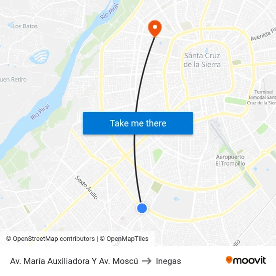 Av. María Auxiliadora Y Av. Moscú to Inegas map