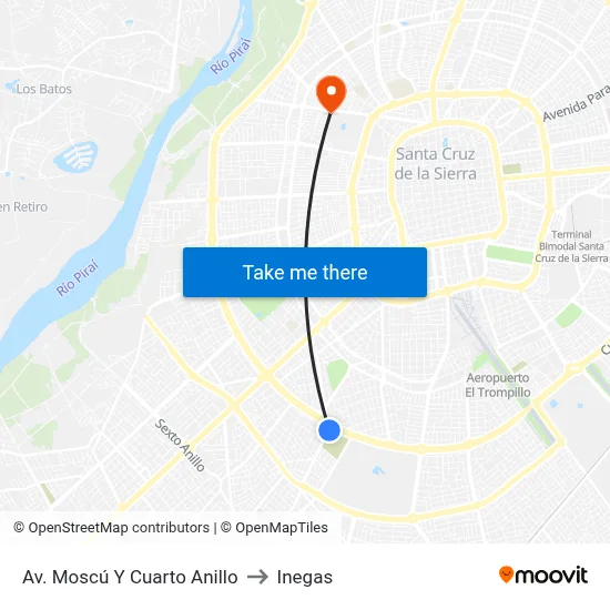 Av. Moscú Y Cuarto Anillo to Inegas map