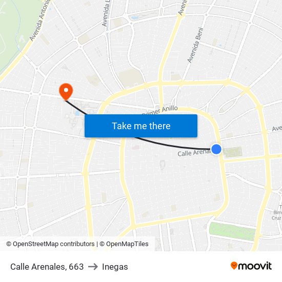 Calle Arenales, 663 to Inegas map