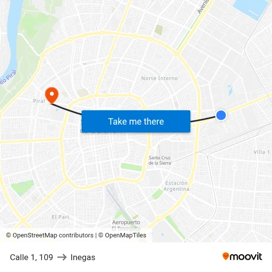 Calle 1, 109 to Inegas map