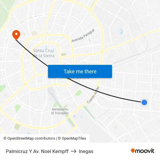 Palmicruz Y Av. Noel Kempff to Inegas map