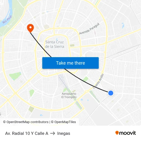 Av. Radial 10 Y Calle A to Inegas map