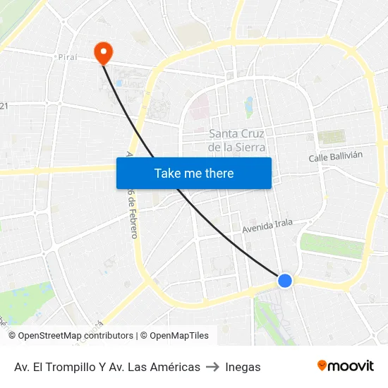 Av. El Trompillo Y Av. Las Américas to Inegas map