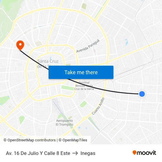 Av. 16 De Julio Y Calle 8 Este to Inegas map