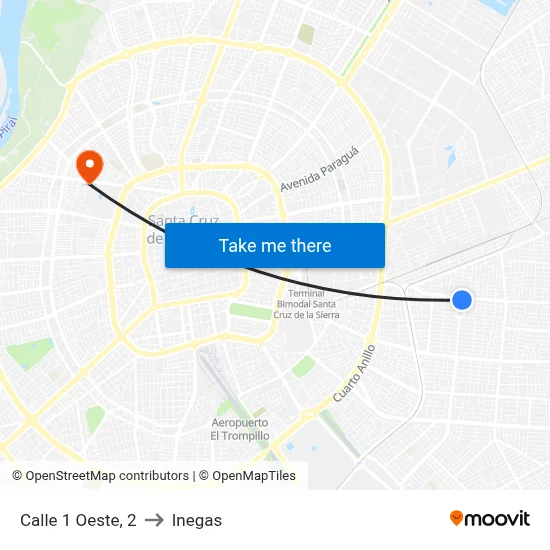 Calle 1 Oeste, 2 to Inegas map
