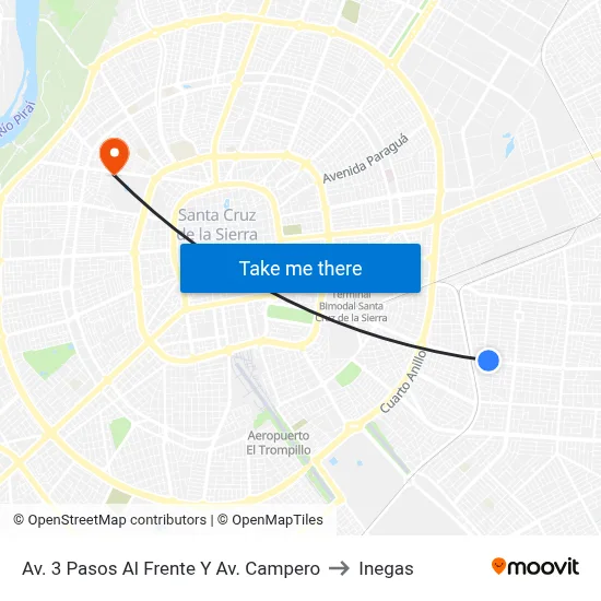 Av. 3 Pasos Al Frente Y Av. Campero to Inegas map