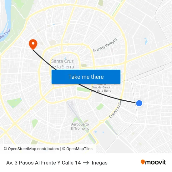Av. 3 Pasos Al Frente Y Calle 14 to Inegas map
