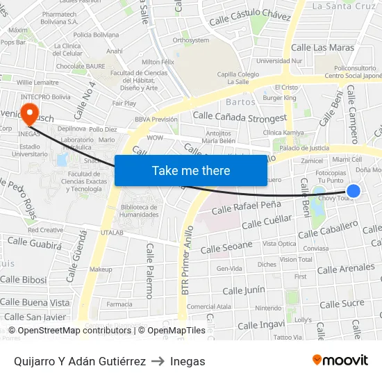 Quijarro Y Adán Gutiérrez to Inegas map