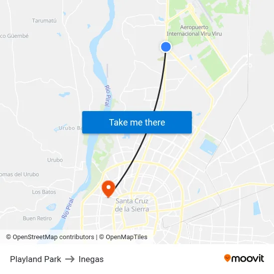 Playland Park to Inegas map