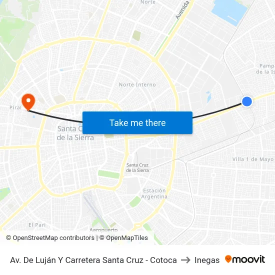 Av. De Luján Y Carretera Santa Cruz - Cotoca to Inegas map