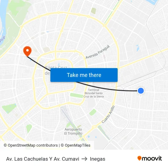 Av. Las Cachuelas Y Av. Cumavi to Inegas map