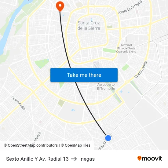 Sexto Anillo Y Av. Radial 13 to Inegas map