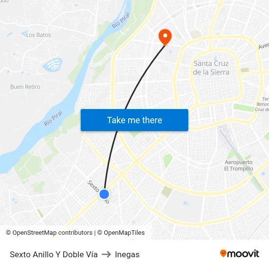 Sexto Anillo Y Doble Vía to Inegas map