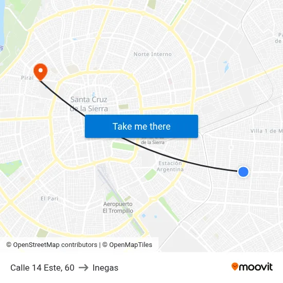 Calle 14 Este, 60 to Inegas map