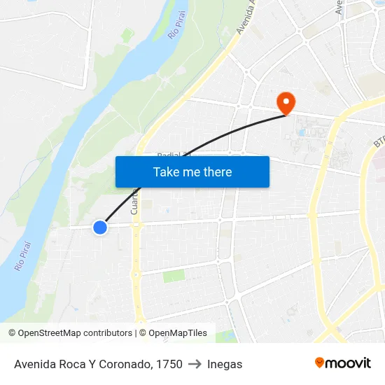 Avenida Roca Y Coronado, 1750 to Inegas map