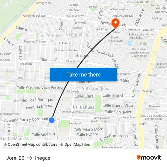 Joré, 20 to Inegas map