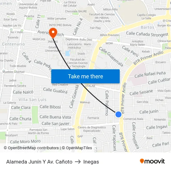 Alameda Junín Y Av. Cañoto to Inegas map