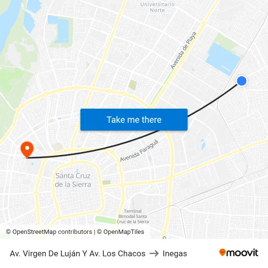 Av. Virgen De Luján Y Av. Los Chacos to Inegas map