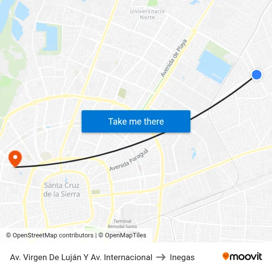 Av. Virgen De Luján Y Av. Internacional to Inegas map