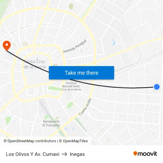 Los Olivos Y Av. Cumavi to Inegas map
