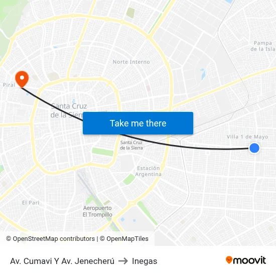 Av. Cumavi Y Av. Jenecherú to Inegas map