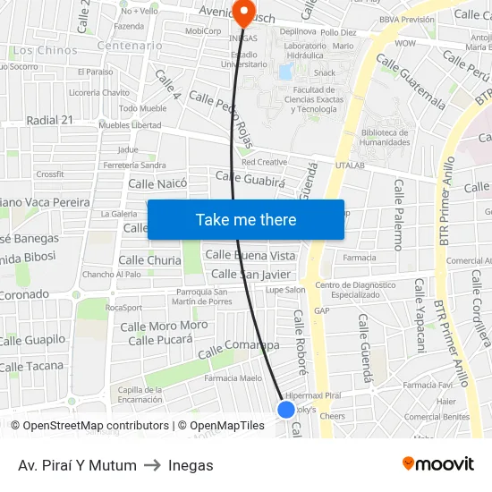 Av. Piraí Y Mutum to Inegas map