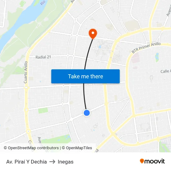 Av. Piraí Y Dechia to Inegas map